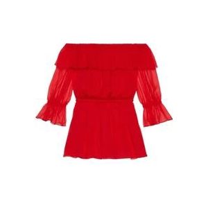 Gucci Zijden chiffon jurk met off-shoulder , Red , Dames , Maat: S