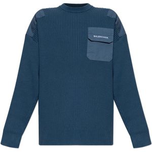 Balenciaga, Heren, Truien, Blauw, Maat: S Katoen,