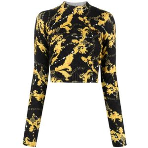 Versace Jeans Couture, Dames, Tops, Zwart, Maat: S Katoen,