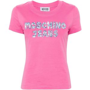 Moschino, Dames, Tops, Roze, Maat: S Katoen,
