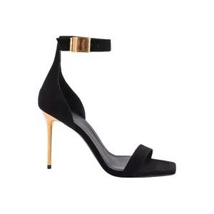 Balmain Glamoureuze Suède Hoge Hak Sandalen , Black , Dames , Maat: 40 EU