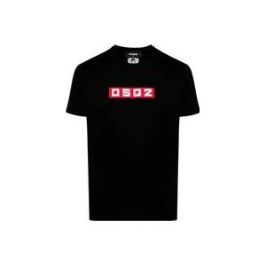 Dsquared2 Logo T-shirt in zwart katoen , Black , Heren , Maat: M
