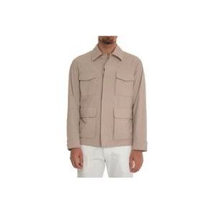 Woolrich Stretch Field Jacket met vier zakken , Beige , Heren , Maat: 2XL