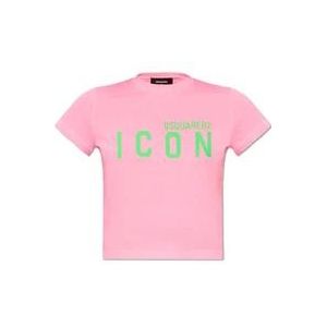 Dsquared2 T-shirt met logo , Pink , Dames , Maat: S