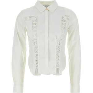Marine Serre, Dames, Blouses & Shirts, Wit, Maat: M Linnen,