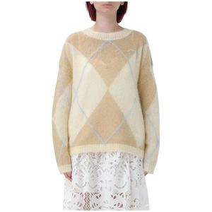 Ganni, Dames, Truien, Beige, Maat: S Mohair,