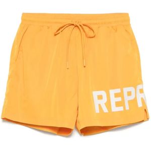 Represent, Heren, Badkleding, Oranje, Maat: M Poliester,