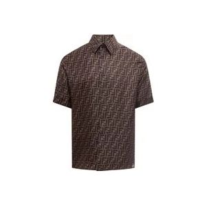 Fendi Short Sleeve Hemden , Brown , Heren , Maat: L