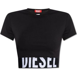 Diesel, Dames, Tops, Zwart, Maat: L Katoen,