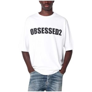 Dsquared2, Heren, Tops, Wit, Maat: M Katoen,
