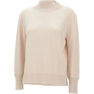 Elena Mirò, Dames, Truien, Beige, Maat: S Leer,