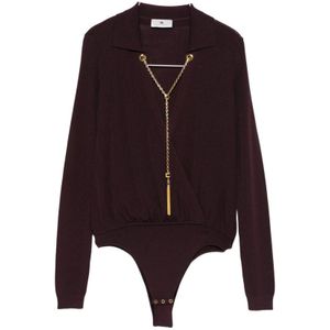 Elisabetta Franchi, Dames, Tops, Bruin, Maat: L Zijde,