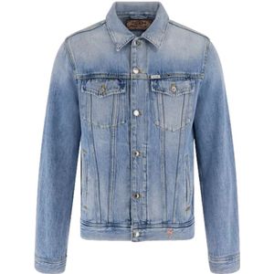 Guess, Heren, Jassen, Blauw, Maat: XL Denim,