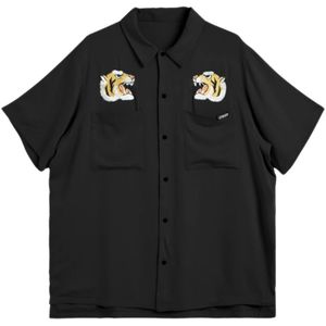 Taion, Heren, Overhemden, Zwart, Maat: S