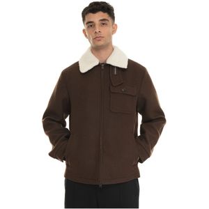 Woolrich Wol Melton Werkjas , Brown , Heren , Maat: M