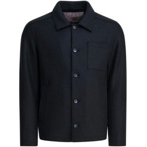 Herno, Heren, Jassen, Blauw, Maat: M Wol,