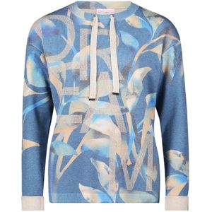Betty Barclay - Fijngebreide Trui - Blauw - Bloemenprint