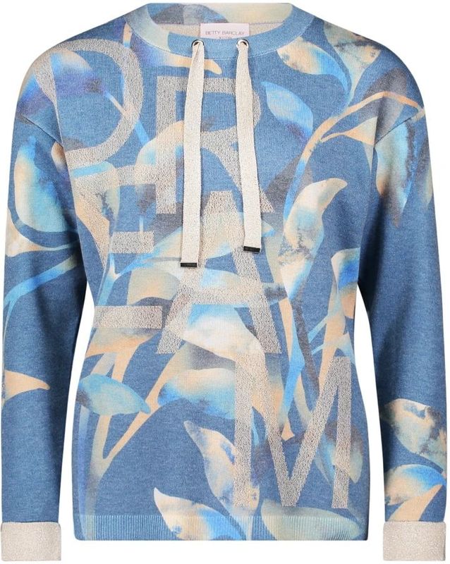 Betty Barclay - Fijngebreide Trui - Blauw - Bloemenprint