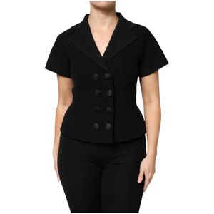 Dolce & Gabbana - Zwarte Wollen Blazer Jas - Dames