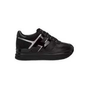 Hogan Stijlvolle Leren Platform Sneakers , Black , Dames , Maat: 40 EU