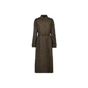 Fendi Bruine Jacquard Trenchcoat , Multicolor , Dames , Maat: XS