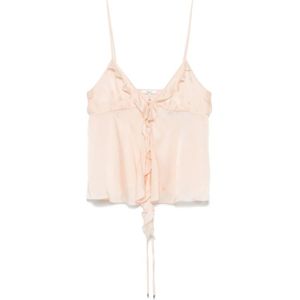 Chloé Poederroze Gerimpelde Top met Strik , Pink , Dames , Maat: S