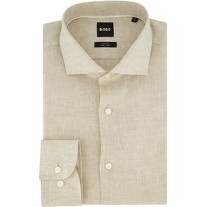 Hugo Boss, Heren, Overhemden, Beige, Maat: 3XL Linnen,