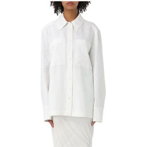 Jil Sander, Dames, Blouses & Shirts, Wit, Maat: XS Linnen,