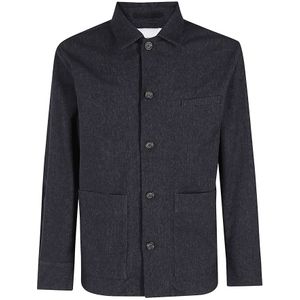 Paolo Pecora, Heren, Jassen, Blauw, Maat: L Denim,