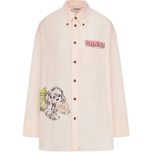 Ganni, Dames, Blouses & Shirts, Roze, Maat: M