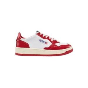 Autry Leren Bicolor Sneakers - Rood/Wit , Multicolor , Dames , Maat: 37 EU