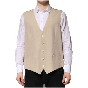 Dolce & Gabbana - Formeel Vest - Beige - Heren - Linnen