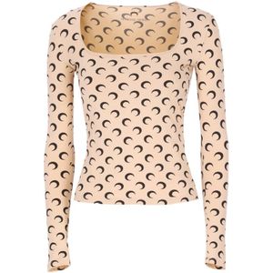 Marine Serre, Dames, Tops, Beige, Maat: M