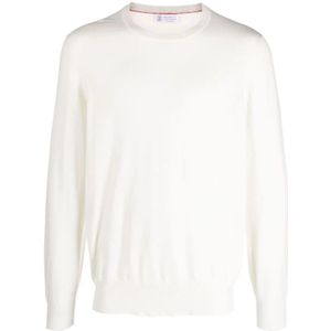 Brunello Cucinelli, Heren, Truien, Wit, Maat: 3XL Kasjmier,