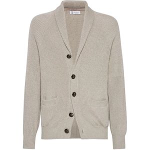 Brunello Cucinelli, Heren, Truien, Beige, Maat: 2XL Wol,