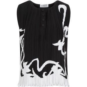 Lanvin, Dames, Tops, Zwart, Maat: S Poliester,