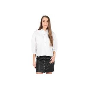 Pinko Losvallende Overhemd met Knopen, Kraag en Lange Mouwen , White , Dames , Maat: M