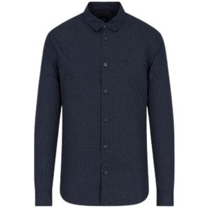 Armani Exchange, Heren, Overhemden, Blauw, Maat: S Katoen,