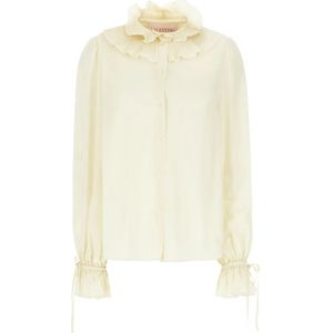 Valentino Garavani, Dames, Blouses & Shirts, Beige, Maat: M Zijde,