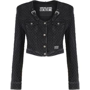 Versace Jeans Couture, Dames, Jassen, Zwart, Maat: XS Denim,