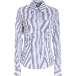 Moschino, Dames, Blouses & Shirts, Blauw, Maat: XS Katoen,