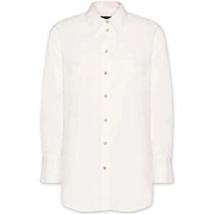 Elena Mirò, Dames, Blouses & Shirts, Wit, Maat: M Katoen,