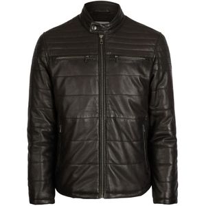 Bugatti - Gewatteerd Leren Jack - Zwart - Heren