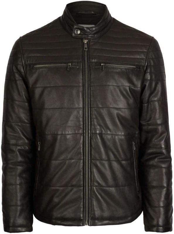 Bugatti - Gewatteerd Leren Jack - Zwart - Heren