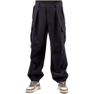 Emporio Armani, Heren, Broeken, Blauw, Maat: M Leer,