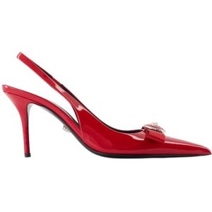 Versace Rode Strik Pumps - Leer - Puntig , Red , Dames , Maat: 40 EU