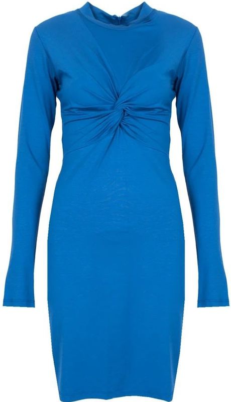 Silvian Heach - Elegante Midi Jurk - Blauw - Dames - Leer