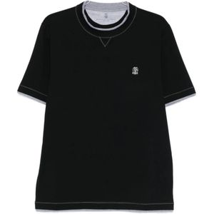 Brunello Cucinelli, Heren, Tops, Zwart, Maat: 3XL Katoen,