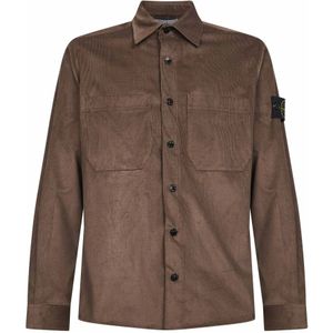 Stone Island, Heren, Overhemden, Bruin, Maat: L Katoen,