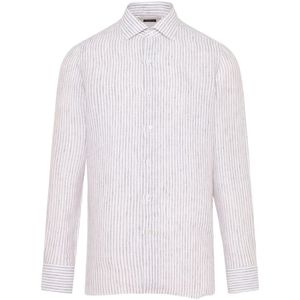 Finamore, Heren, Overhemden, Bruin, Maat: XL Linnen,